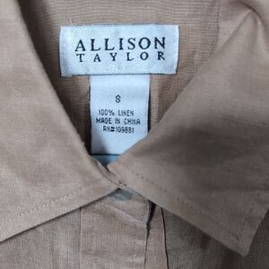 Allison Taylor Button-Up Linen Shirt in Beige
